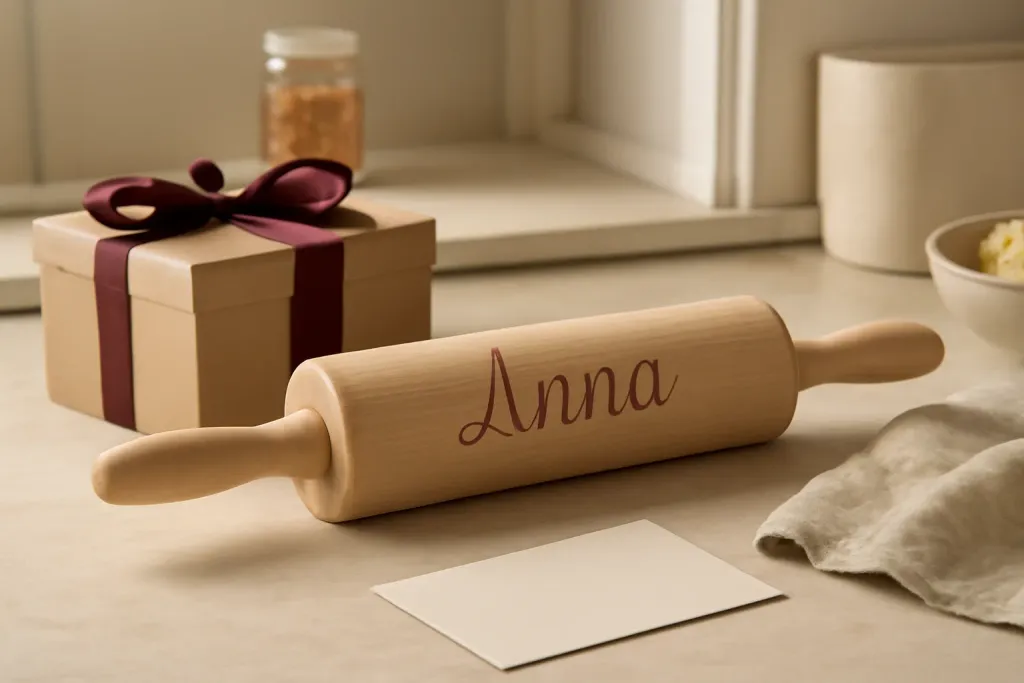 Editorial photograph representing Engraved Rolling Pin Gift Guide