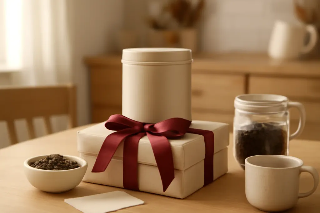 Editorial photograph representing Personalized Tea Tin Gifts