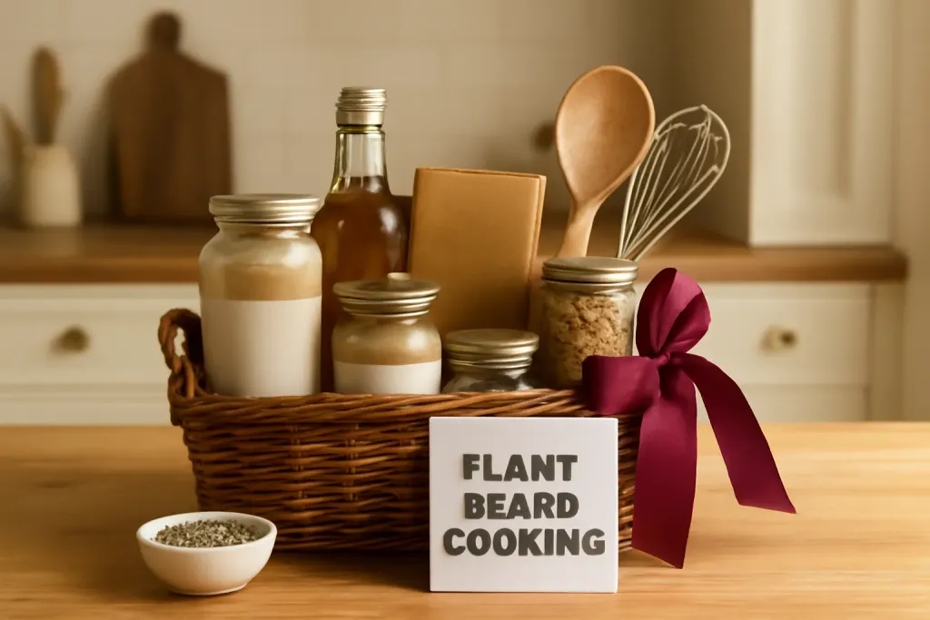 Editorial photograph representing Plant Based Cooking Gift Basket