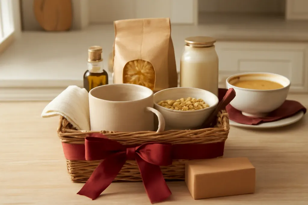 Editorial photograph representing Soup Lover Gift Basket