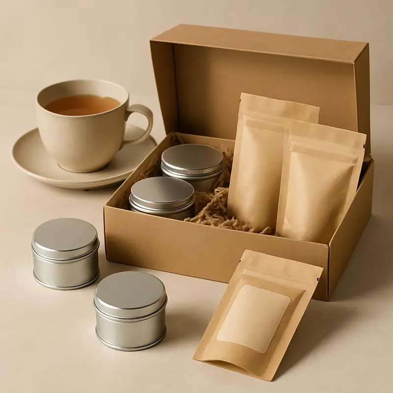 AI-generated editorial product photograph (not the exact linked listing) of tea sampler gift set